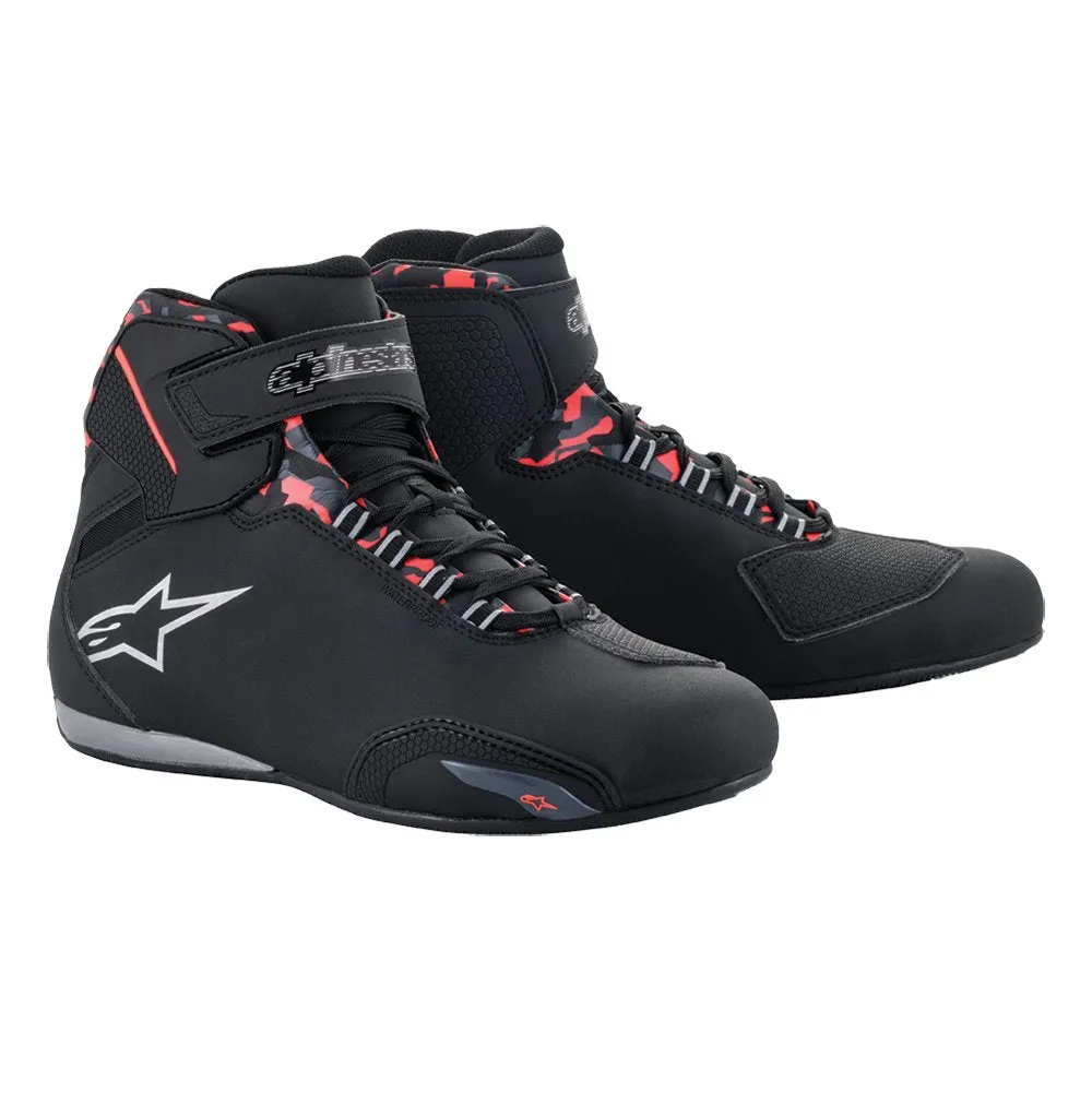 Alpinestars Sektor Waterproof Shoe Boots - Black/Dark Grey/Red Fluo