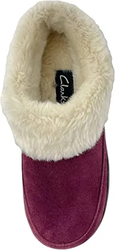 Clarks Womens Faux Fur Lined Clog Slippers Warm Cozy Indoor Outdoor Plush Slipper For Women