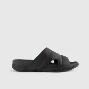 Fit Flops Freeway Pool Slide Leather Black L66-001