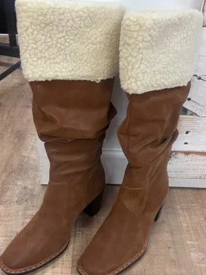 Katerina Sherpa Lined Cognac Wide Calf Boots