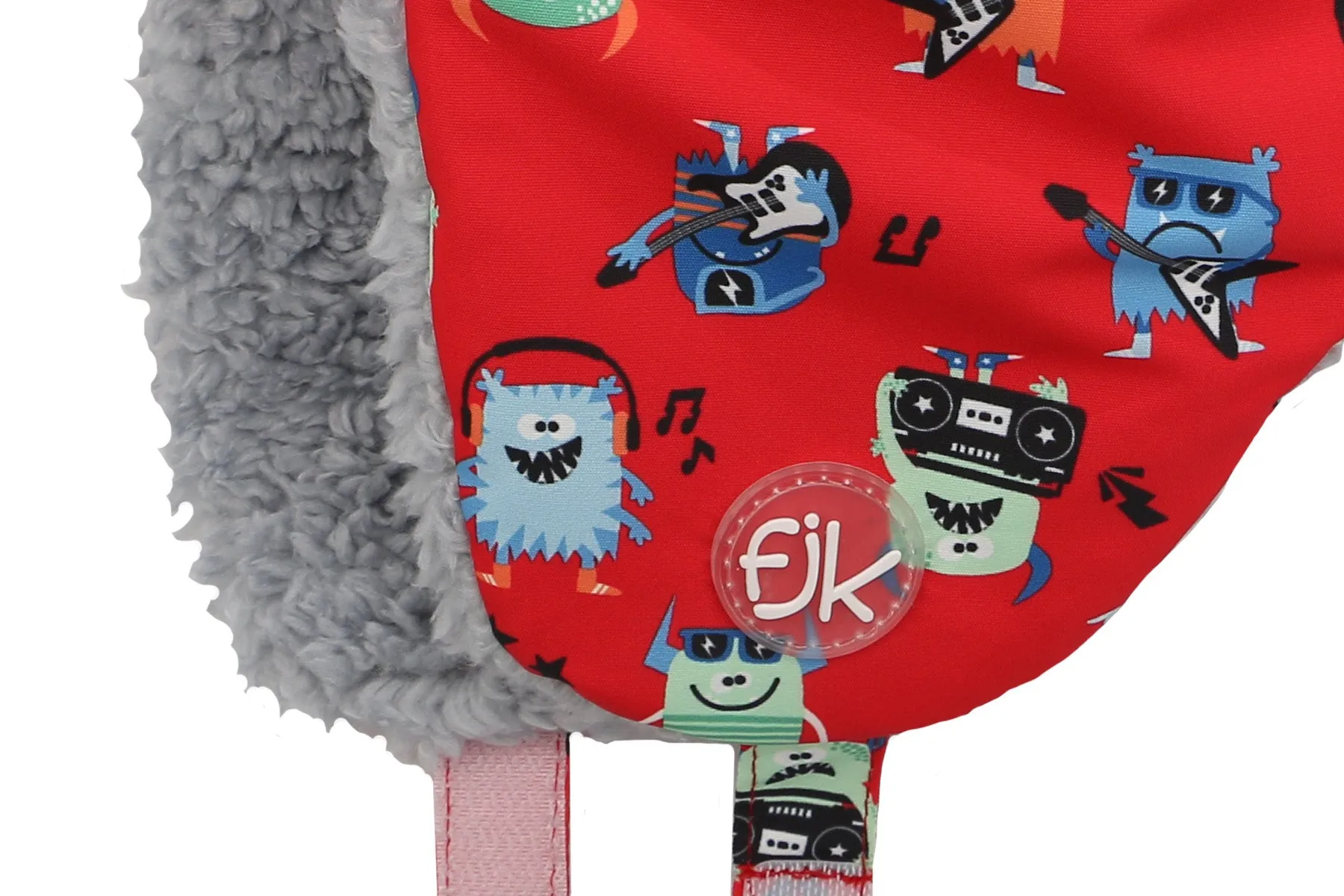 Kids & Baby Water Repellent Trapper Hat - Monsters (Red)