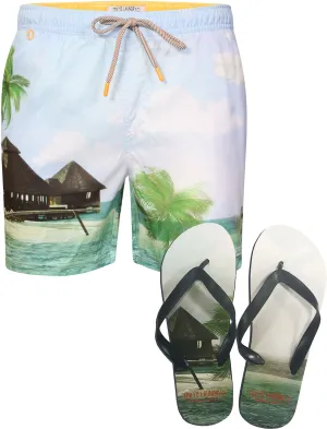 Mauna Swim Shorts with Free Matching Flip Flops - Tokyo Laundry