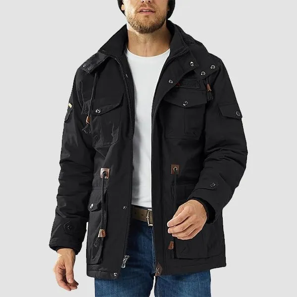 Men's Winter Coat Military Jacket Fleece Lined Parka Cotton Cargo Jacket