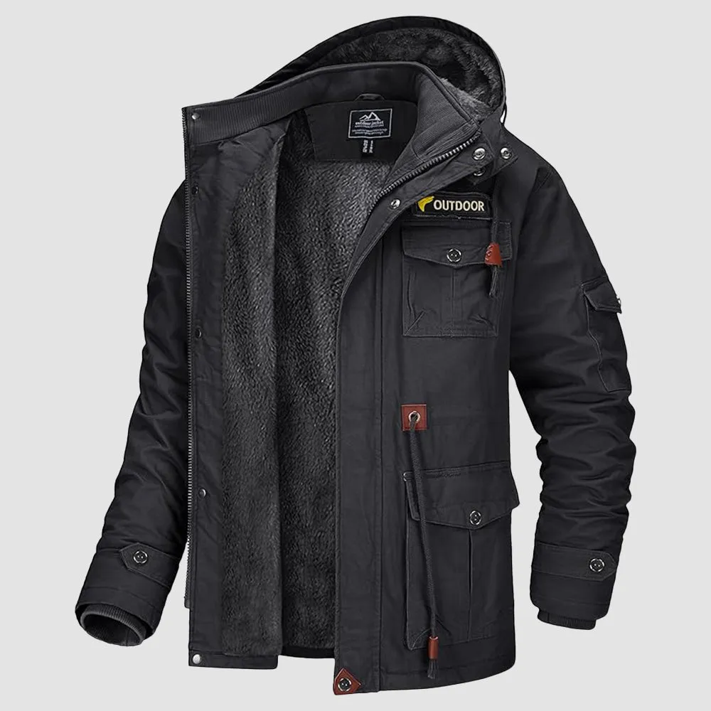 Men's Winter Coat Military Jacket Fleece Lined Parka Cotton Cargo Jacket
