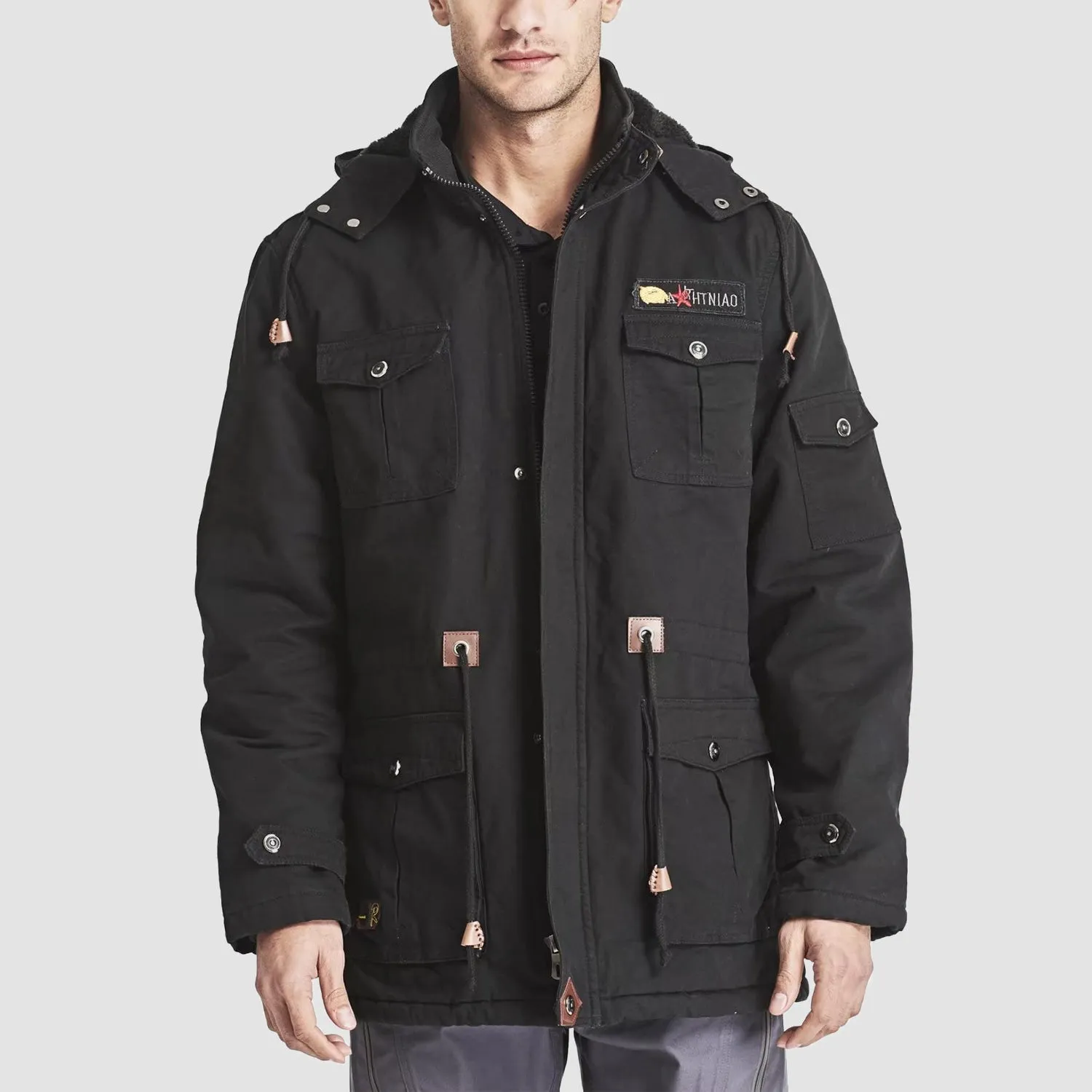 Men's Winter Coat Military Jacket Fleece Lined Parka Cotton Cargo Jacket