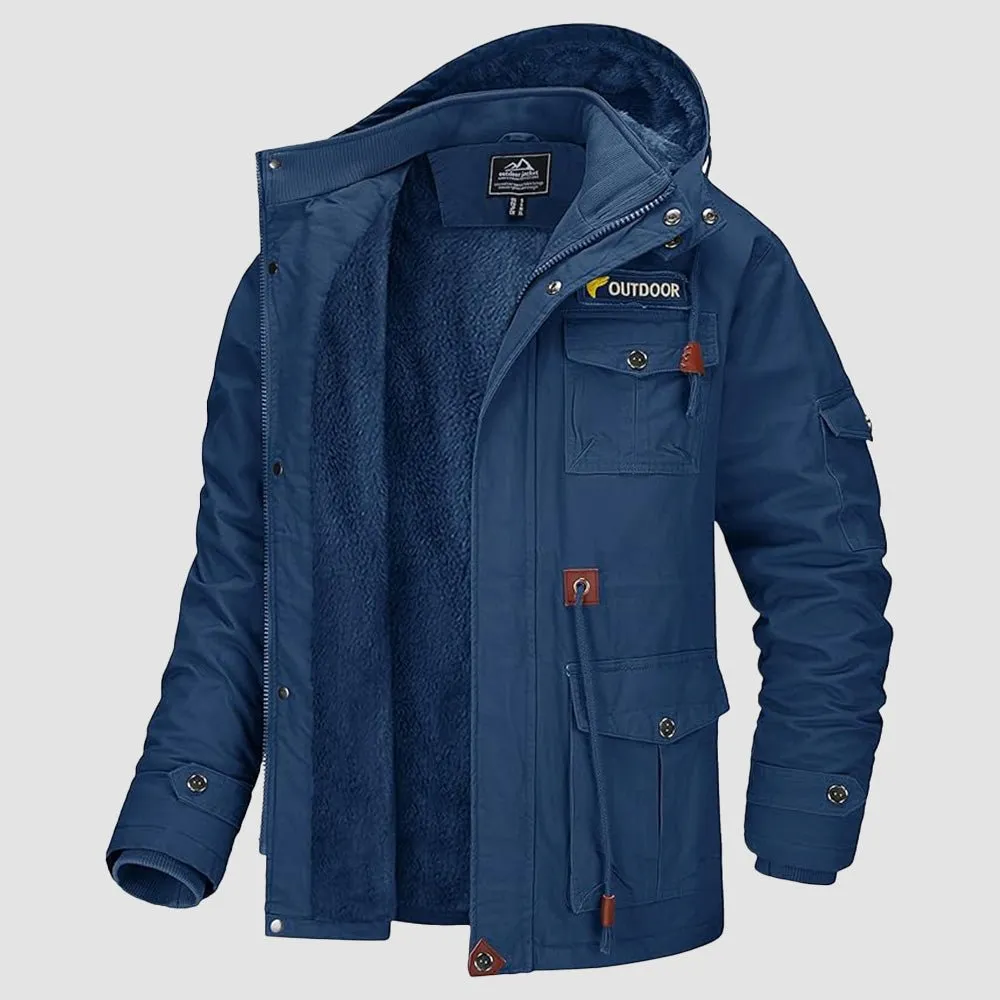 Men's Winter Coat Military Jacket Fleece Lined Parka Cotton Cargo Jacket