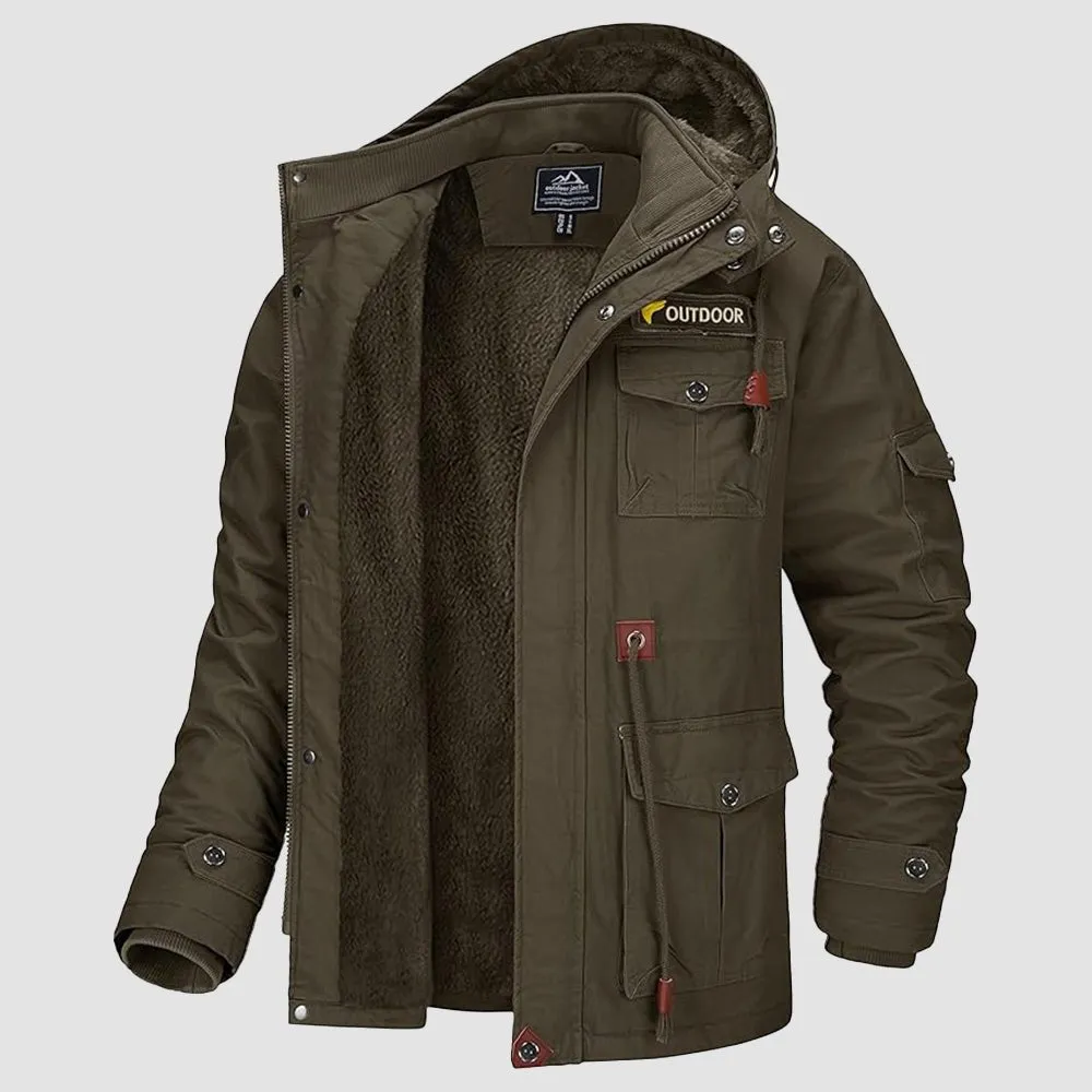 Men's Winter Coat Military Jacket Fleece Lined Parka Cotton Cargo Jacket