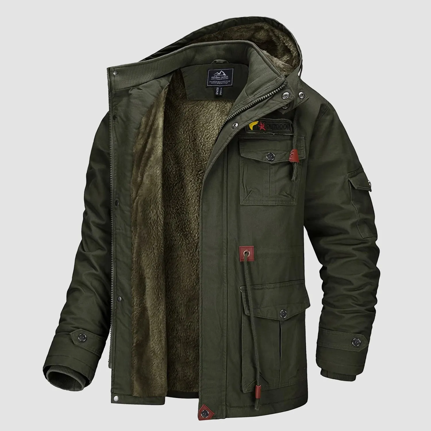 Men's Winter Coat Military Jacket Fleece Lined Parka Cotton Cargo Jacket