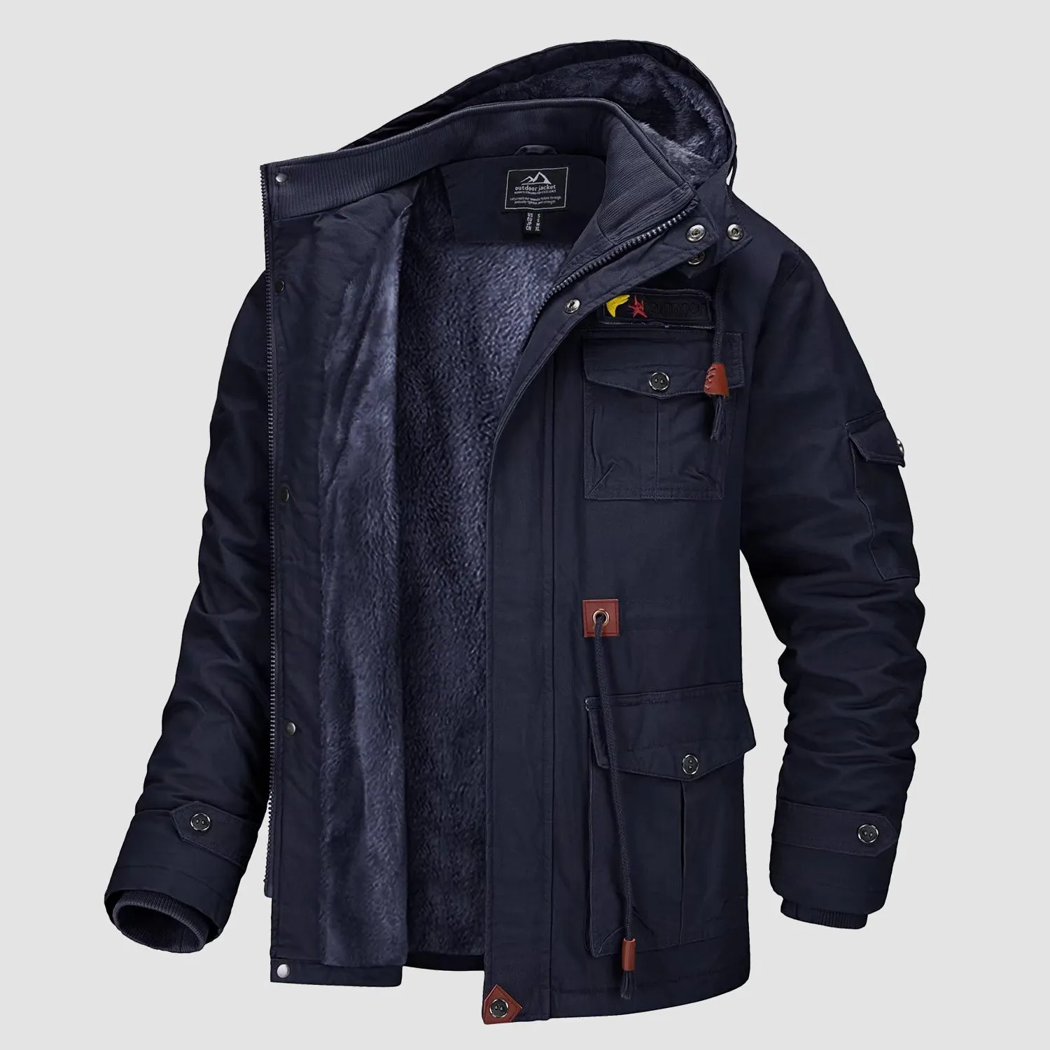 Men's Winter Coat Military Jacket Fleece Lined Parka Cotton Cargo Jacket