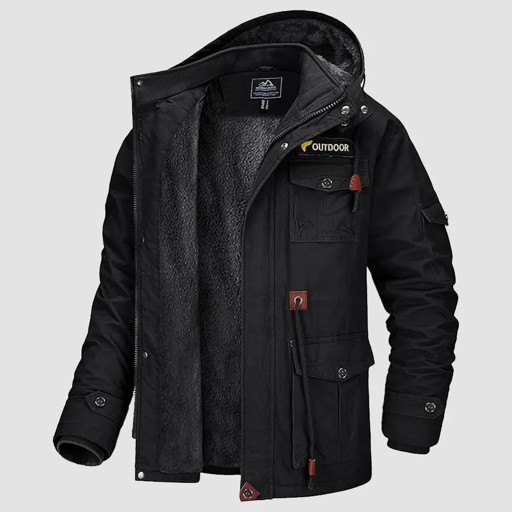 Men's Winter Coat Military Jacket Fleece Lined Parka Cotton Cargo Jacket