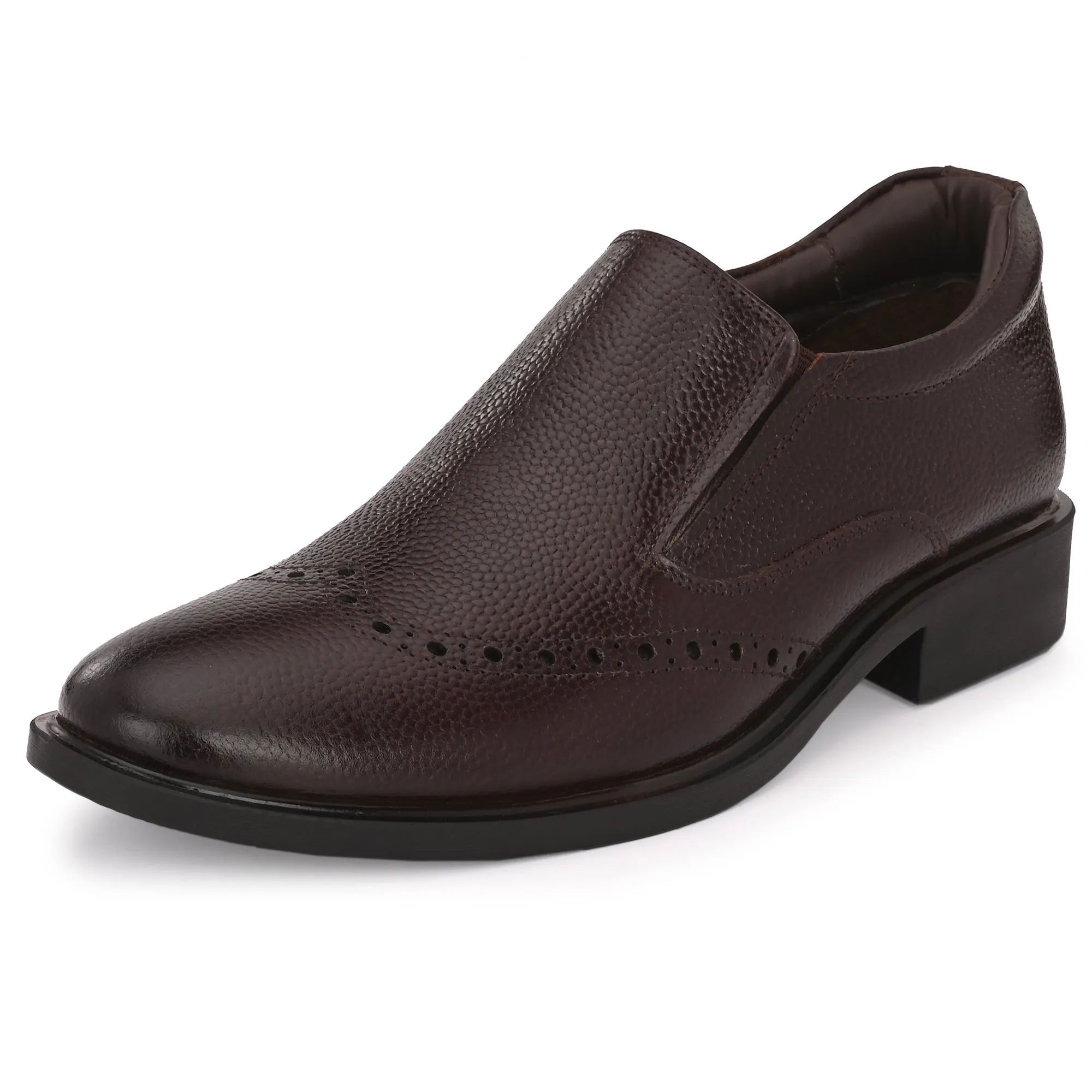 Neat Full Grain Leather Brogue Slip Ons