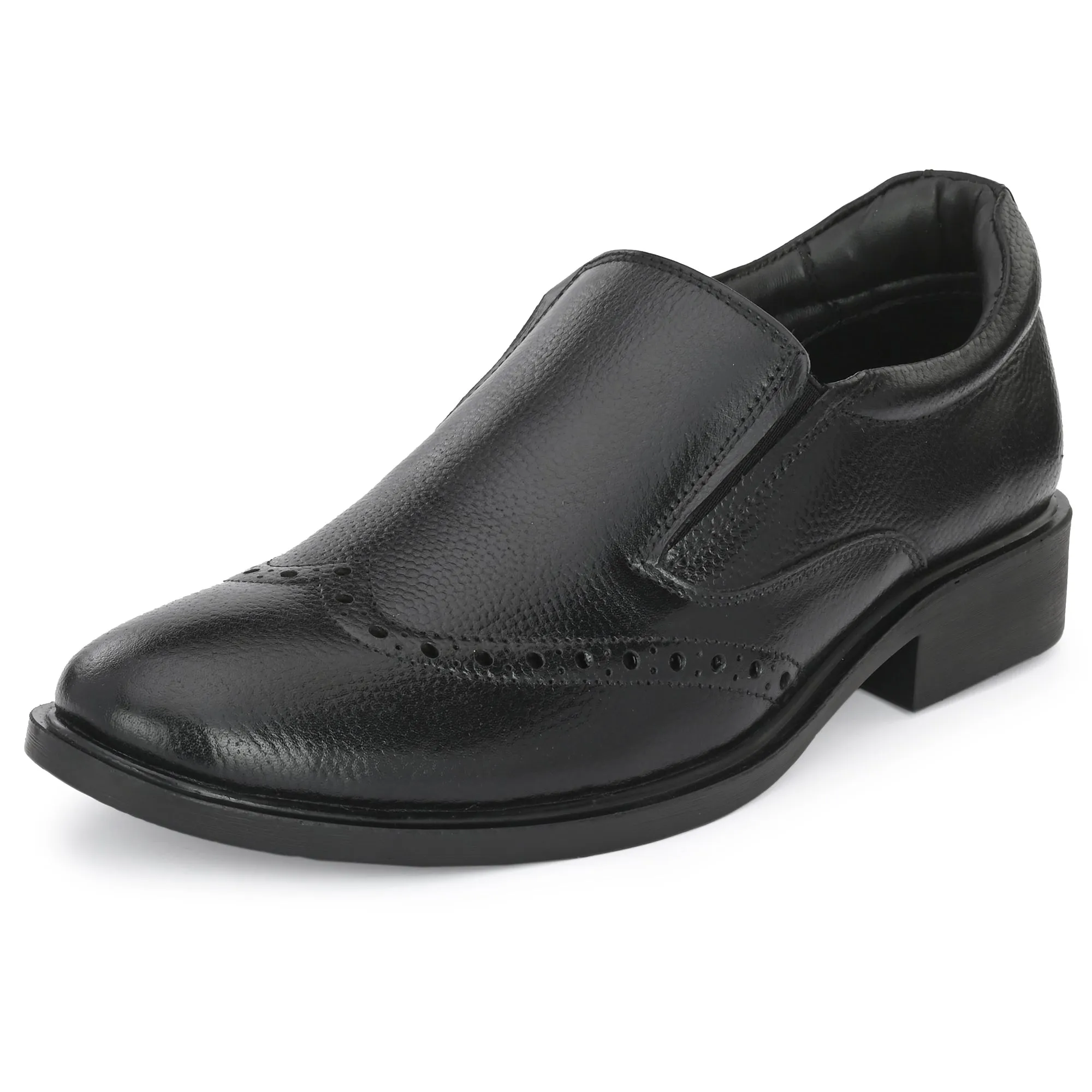 Neat Full Grain Leather Brogue Slip Ons