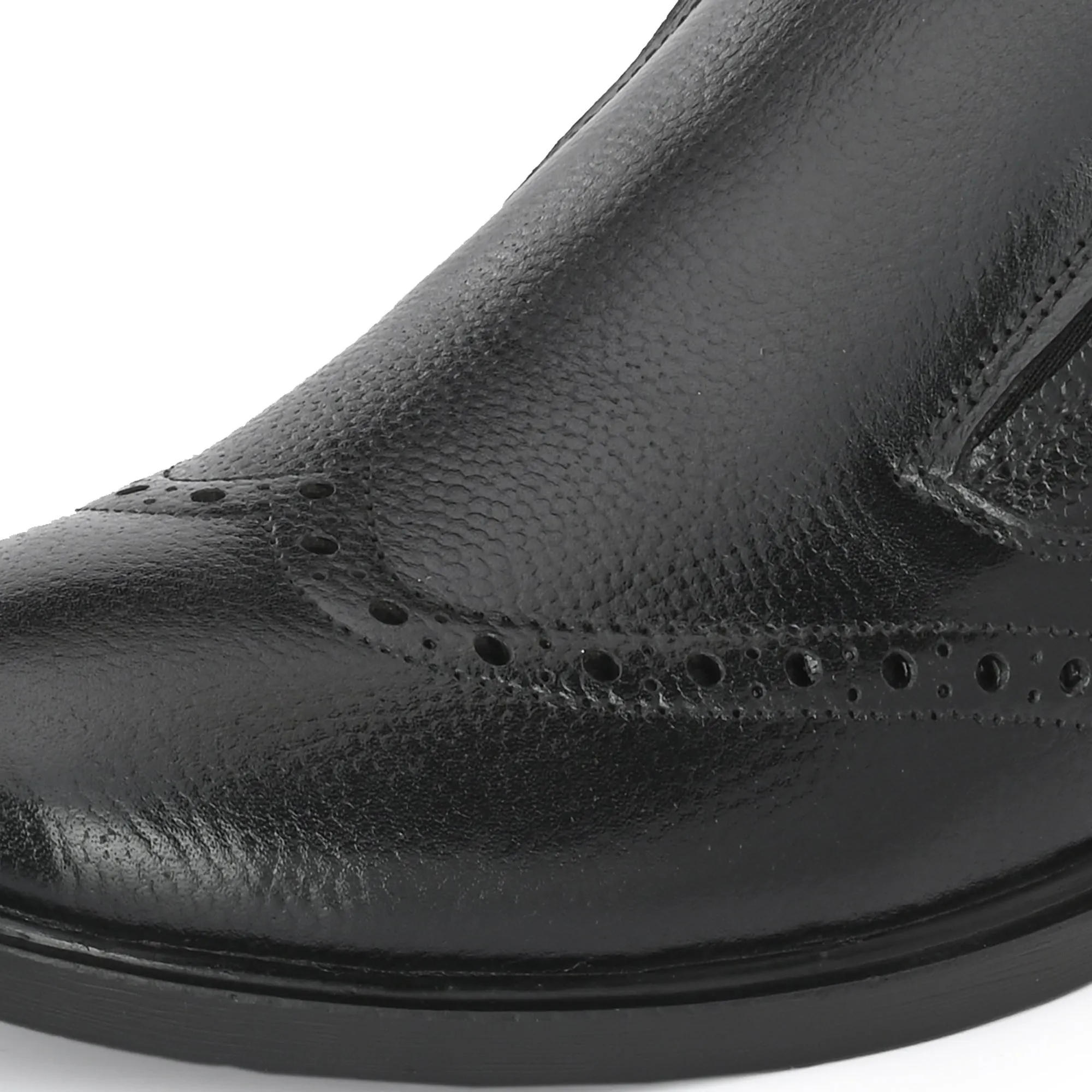 Neat Full Grain Leather Brogue Slip Ons