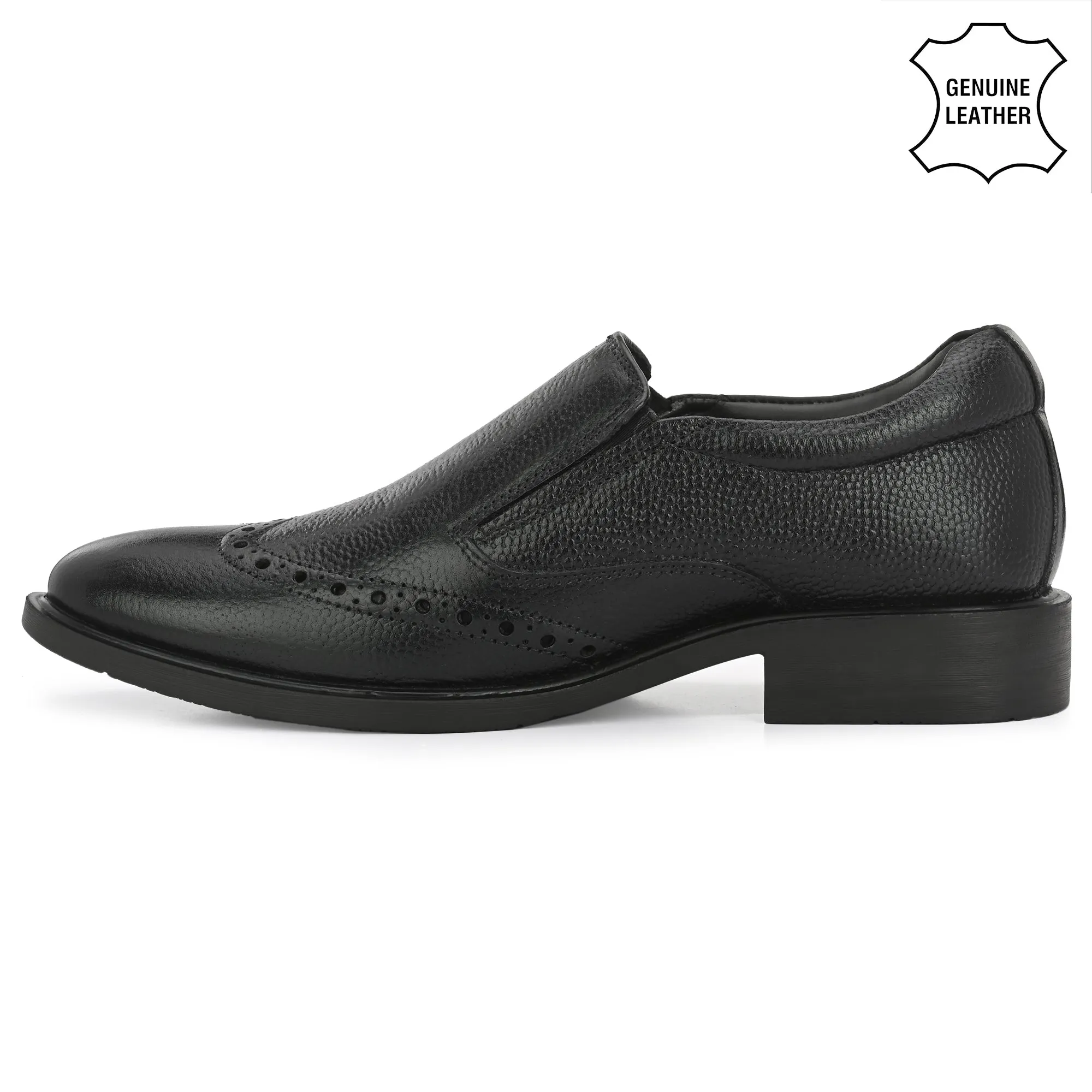 Neat Full Grain Leather Brogue Slip Ons