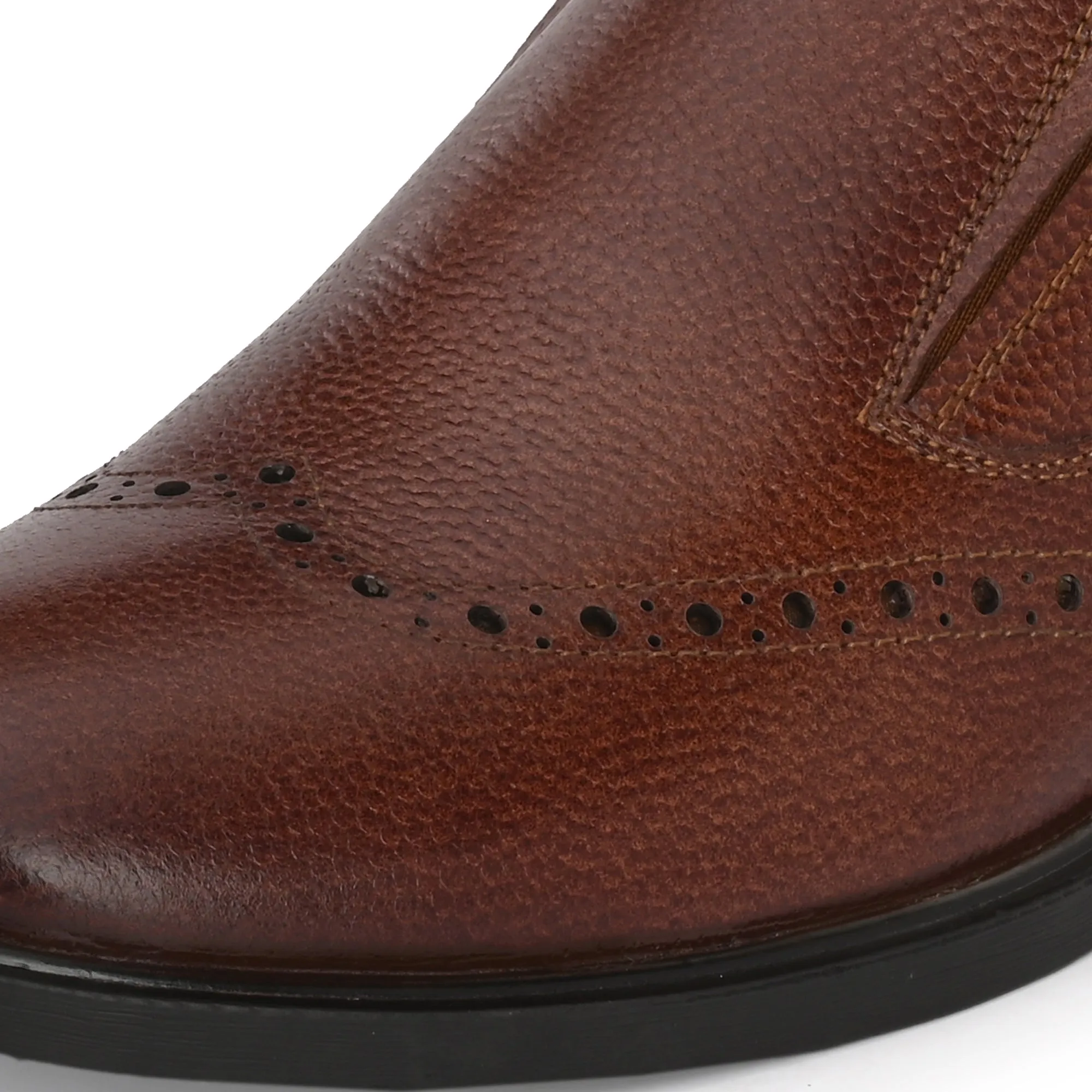 Neat Full Grain Leather Brogue Slip Ons