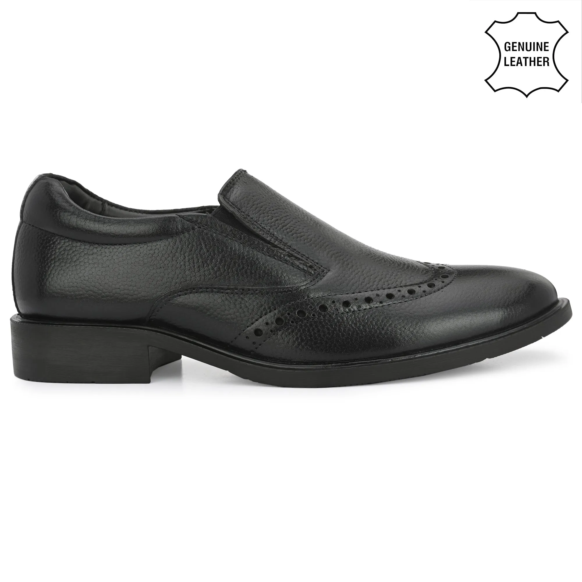 Neat Full Grain Leather Brogue Slip Ons