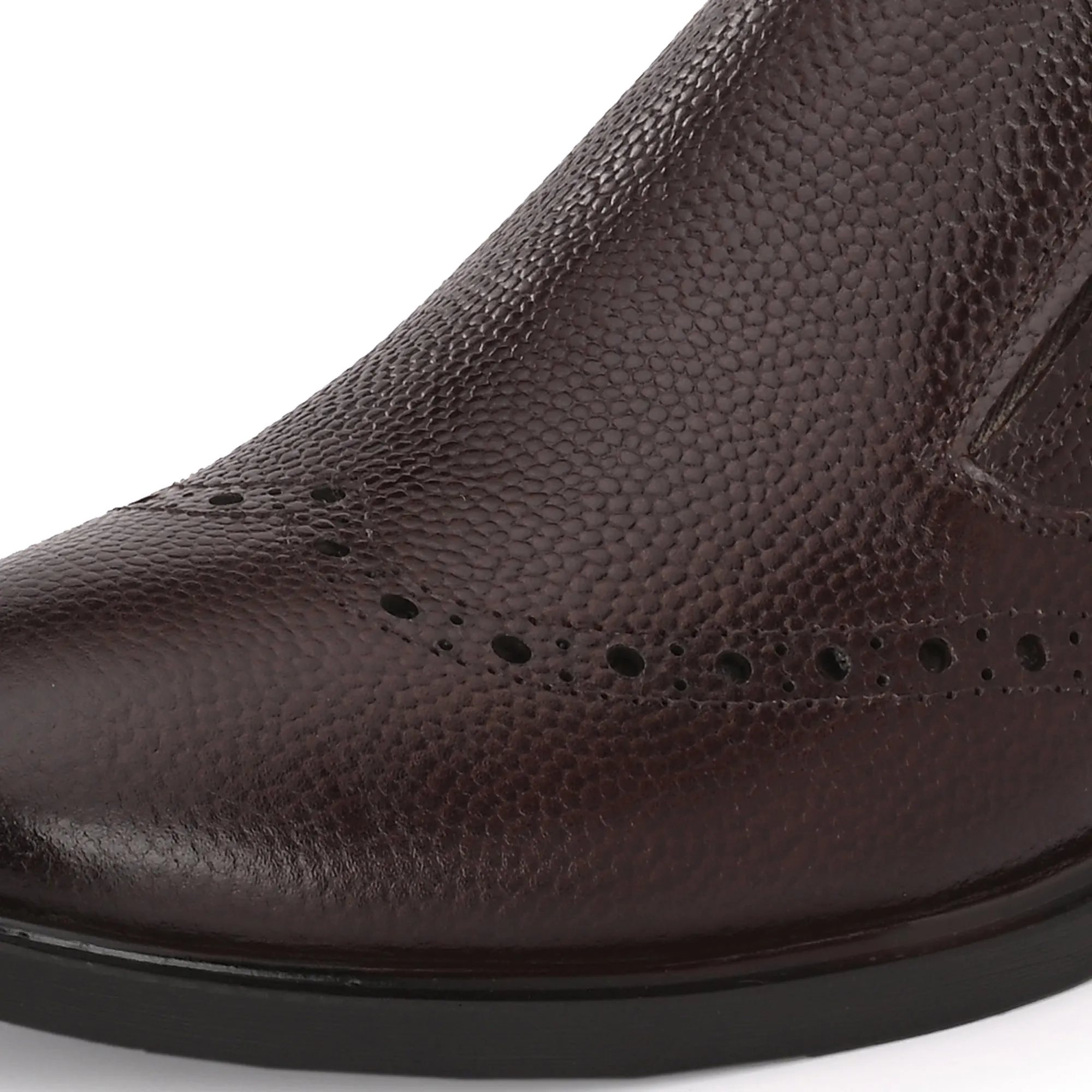 Neat Full Grain Leather Brogue Slip Ons