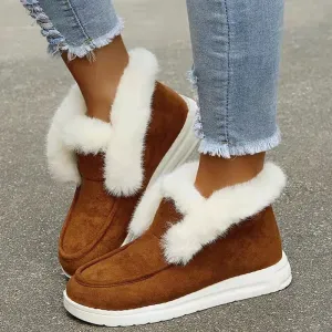 Owlkay Winter Women's Casual Fleece-Lined Anti-slip Soft-Sole Cotton Shoes