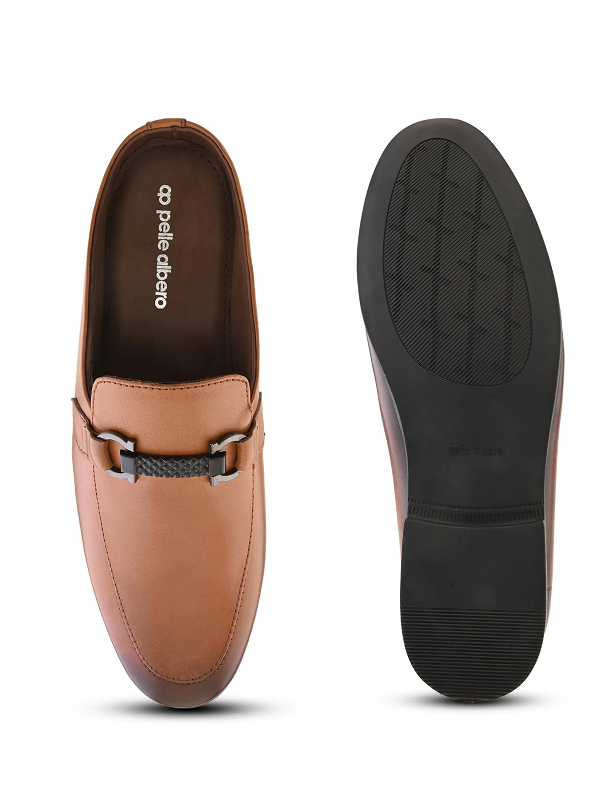 Pelle Albero Male's Tan Leather Casual Mules