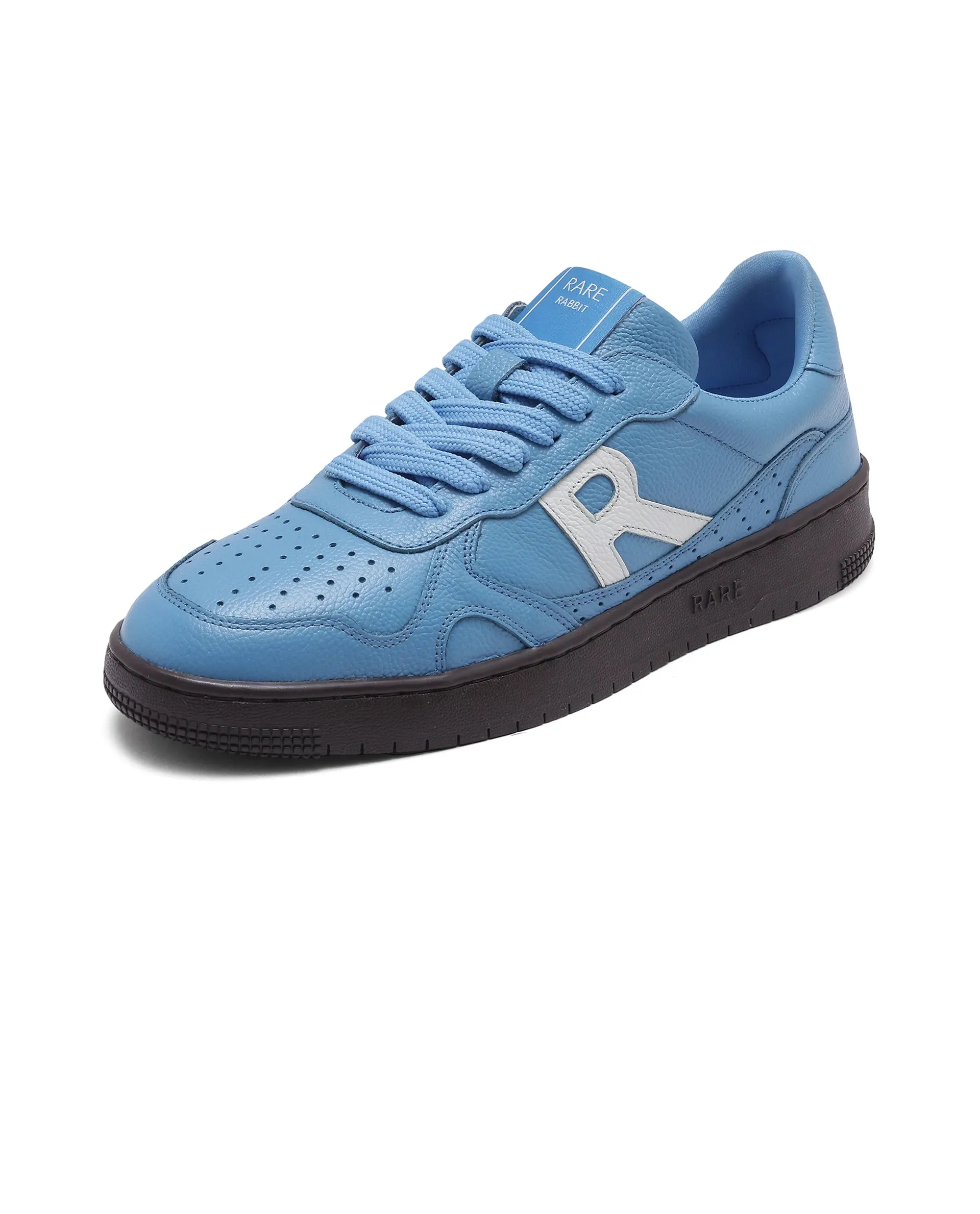 Rare Rabbit Men's Kepler Blue  Genuine Leather Low-top Lace-up Sneaker Shoes