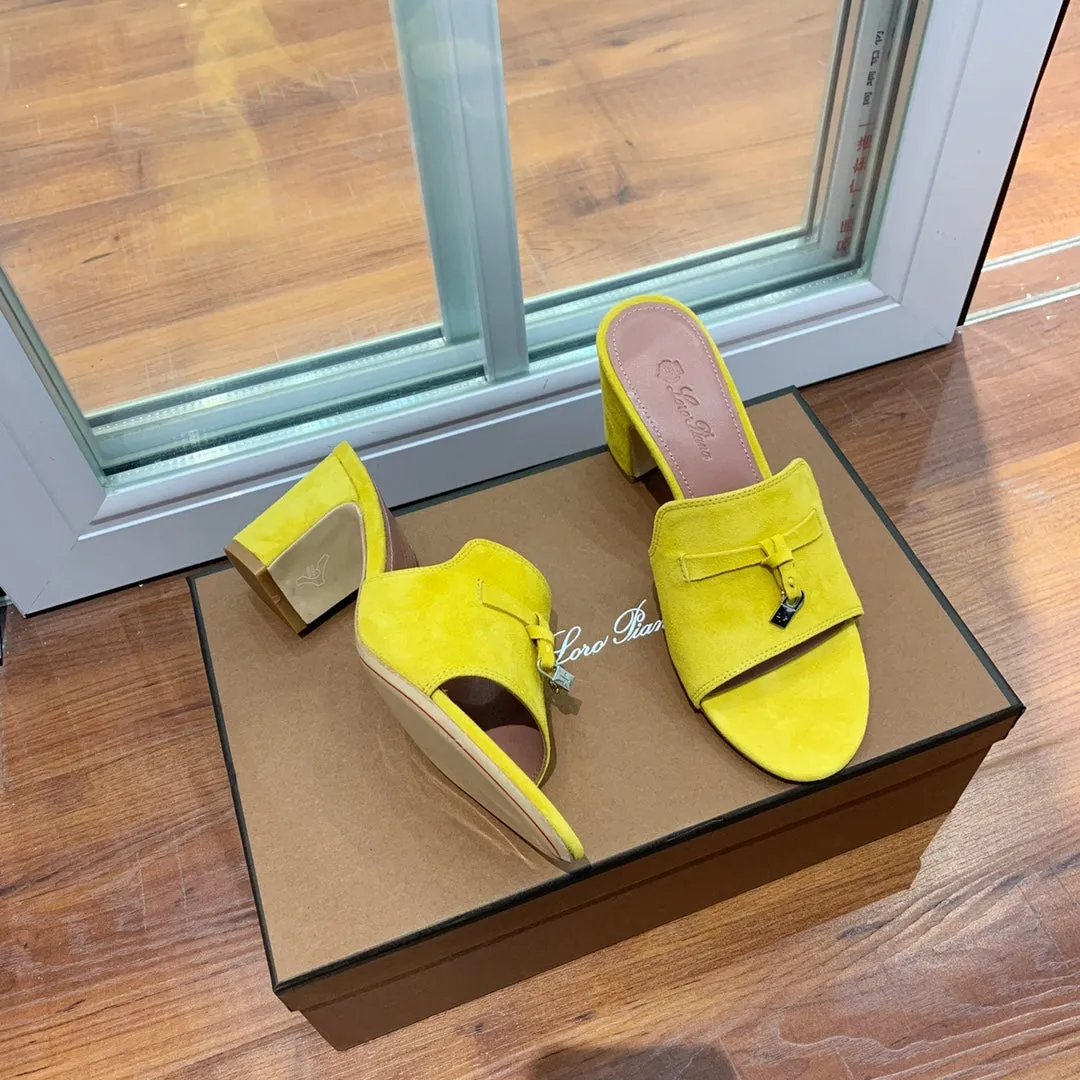 Summer Charms Mules 80 Yellow Suede Pink Lambskin