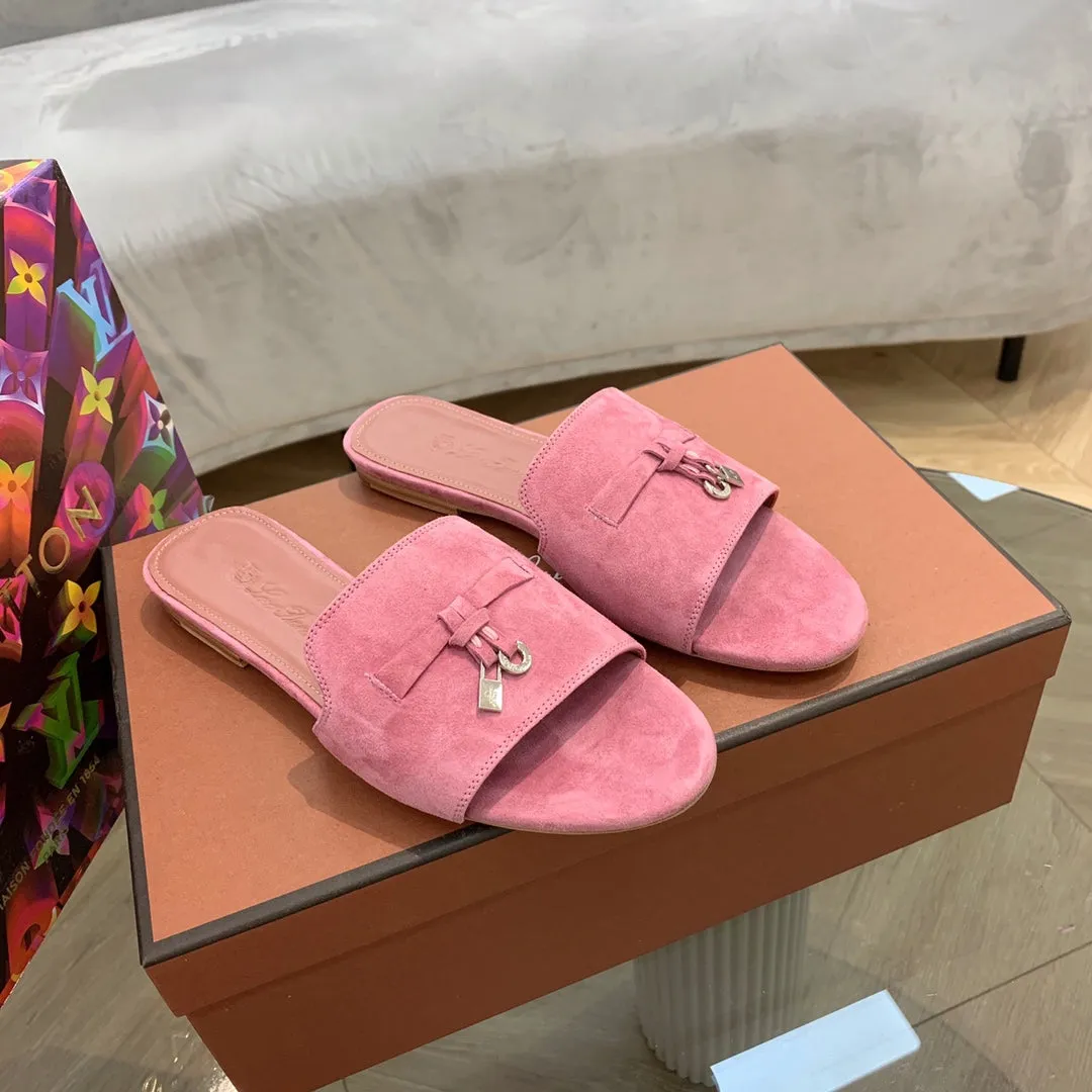 Summer Charms Sandals in Fuchsia Suede Pink Lambskin