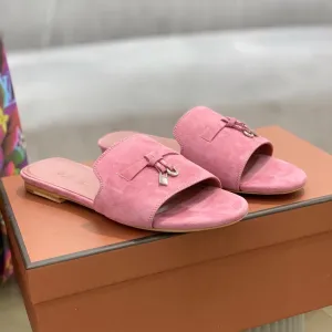 Summer Charms Sandals in Fuchsia Suede Pink Lambskin