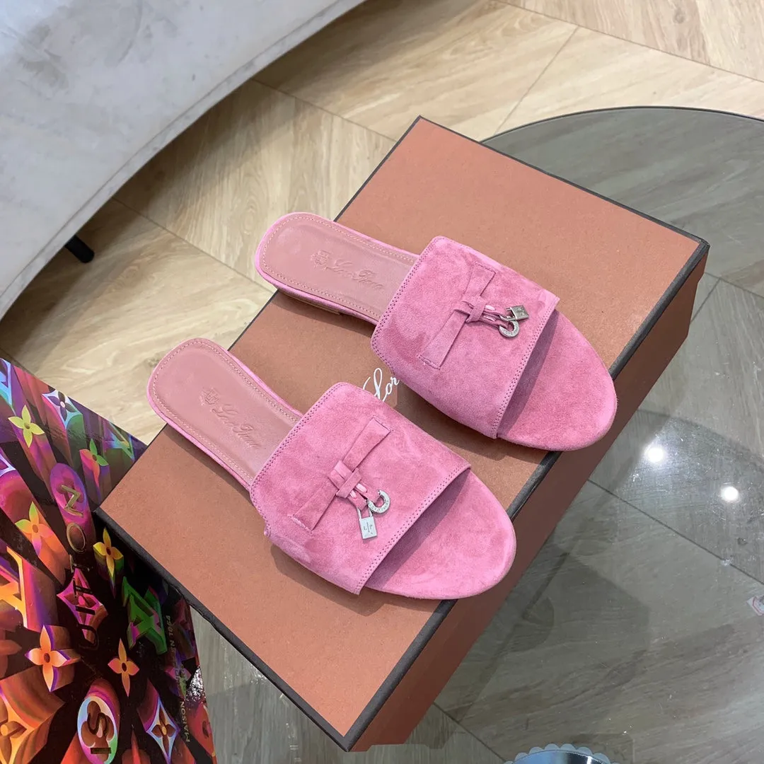 Summer Charms Sandals in Fuchsia Suede Pink Lambskin