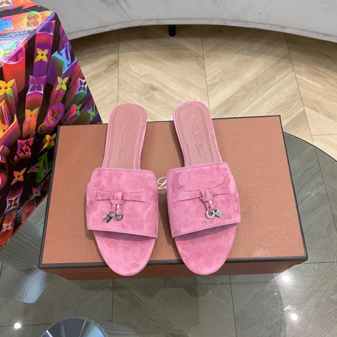 Summer Charms Sandals in Fuchsia Suede Pink Lambskin