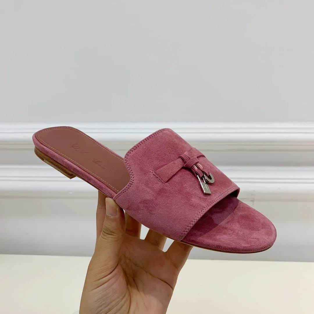 Summer Charms Sandals in Fuchsia Suede Pink Lambskin