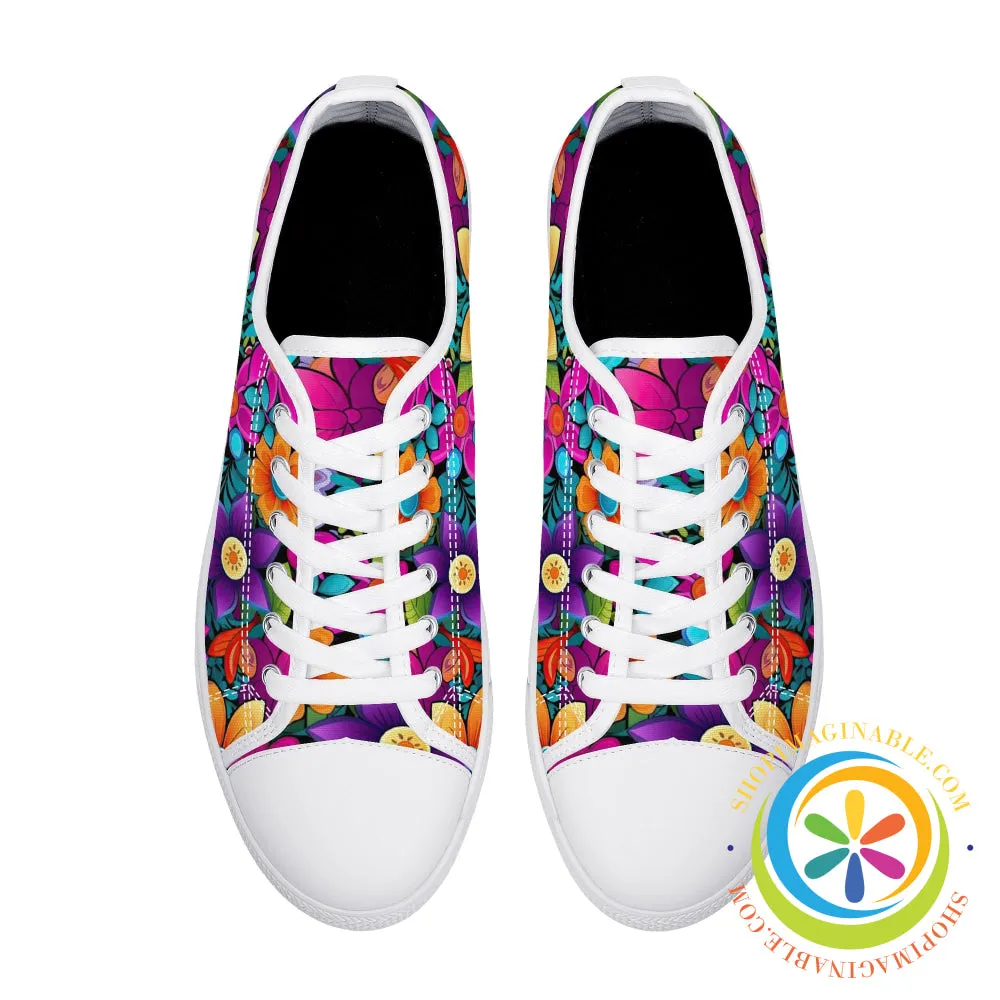 Sunny Floral Ladies Low Top Canvas Shoes