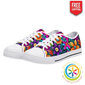 Sunny Floral Ladies Low Top Canvas Shoes