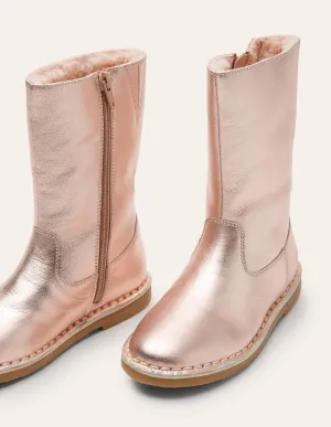 Tall Boots-Rose Gold Metallic