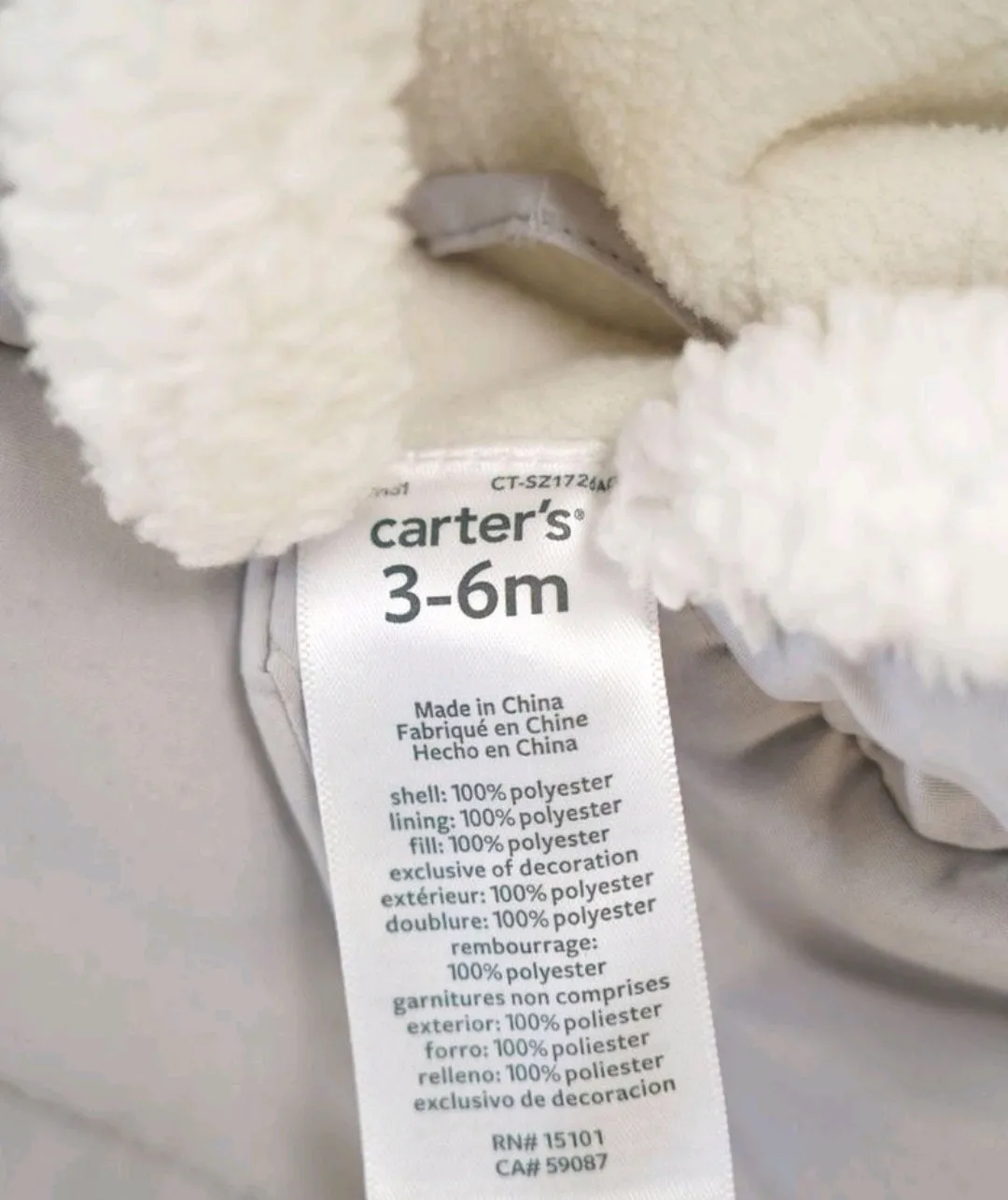 UNISEX SIZE 3/6 MONTHS - CARTER'S, Warm Snowsuit EUC B3
