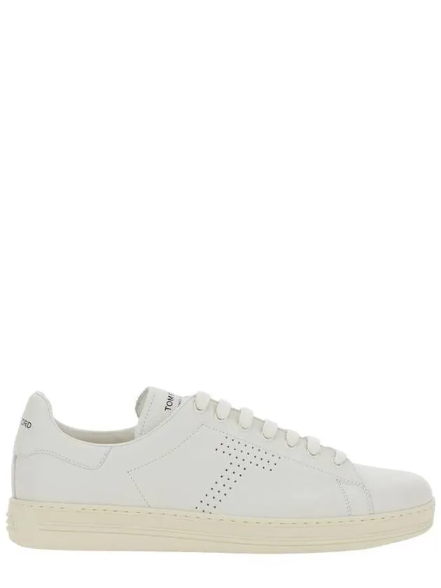 'Waiwick' White Low Top Sneakers With Perforated Logo On The Side And Logo Patch On The Tongue In Grained Leather Man