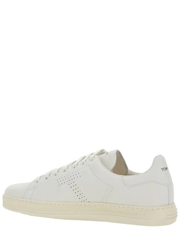 'Waiwick' White Low Top Sneakers With Perforated Logo On The Side And Logo Patch On The Tongue In Grained Leather Man