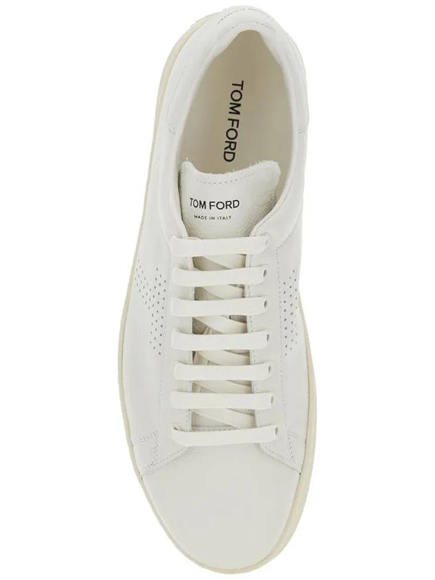 'Waiwick' White Low Top Sneakers With Perforated Logo On The Side And Logo Patch On The Tongue In Grained Leather Man