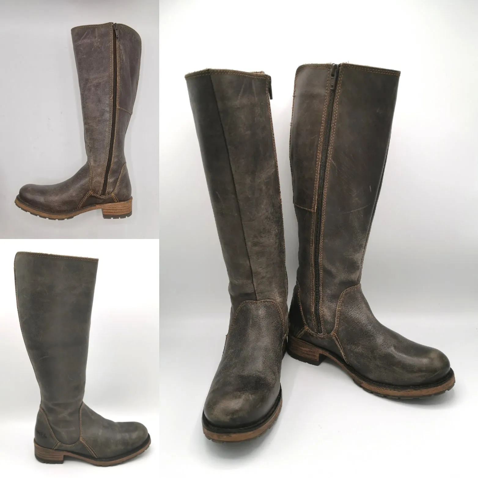 WOMENS SIZE 6.5 US (37) - BOS&CO, Designer Fashion, Tall Leather, Fleece Lined Winter Boots EUC B22