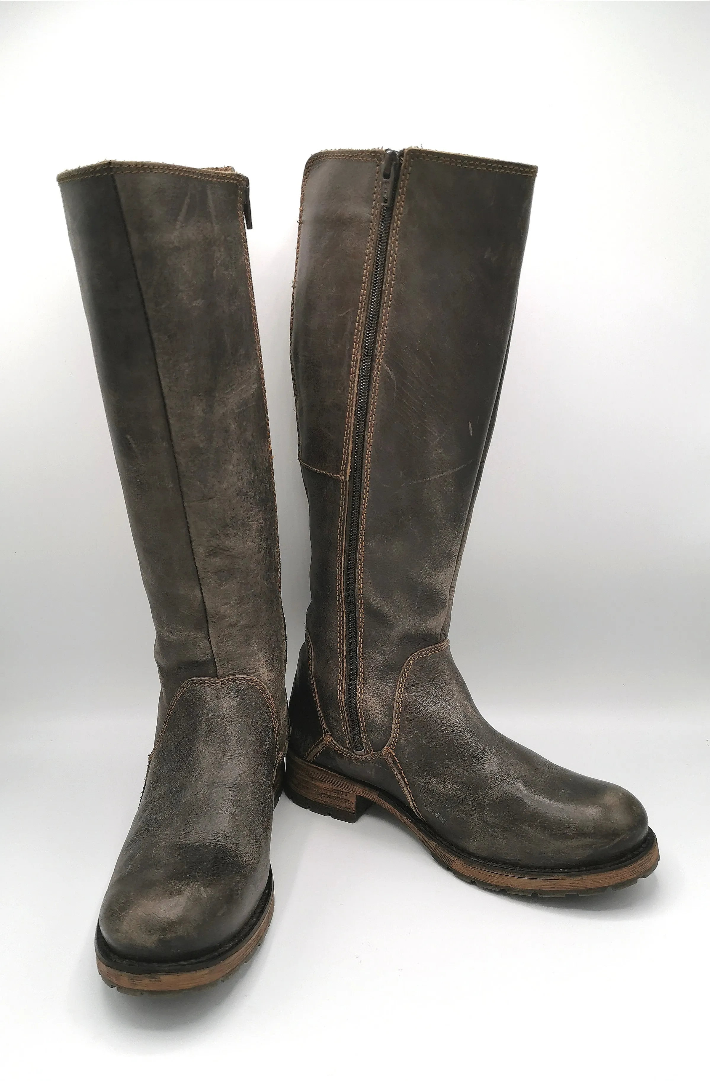 WOMENS SIZE 6.5 US (37) - BOS&CO, Designer Fashion, Tall Leather, Fleece Lined Winter Boots EUC B22