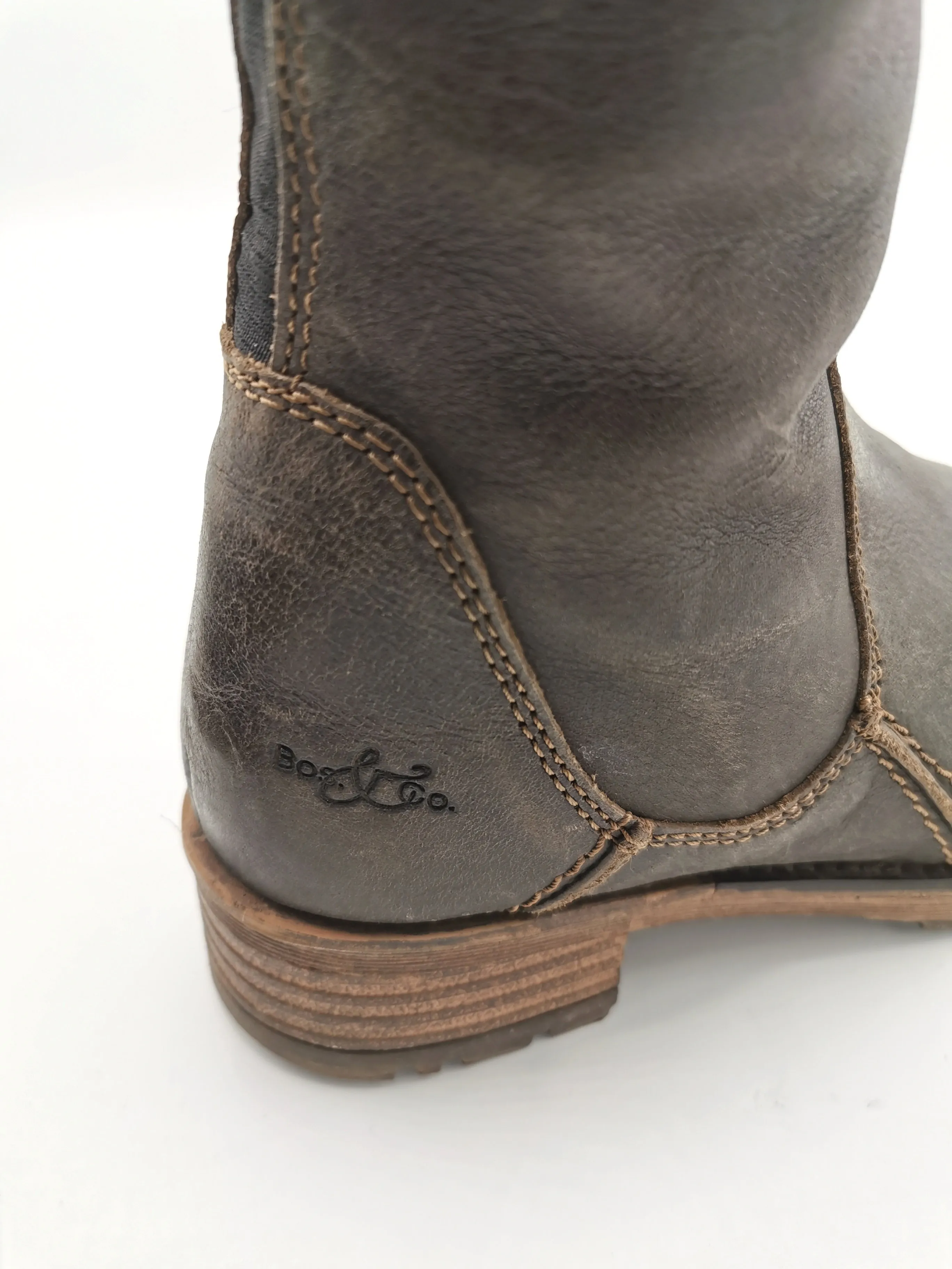 WOMENS SIZE 6.5 US (37) - BOS&CO, Designer Fashion, Tall Leather, Fleece Lined Winter Boots EUC B22